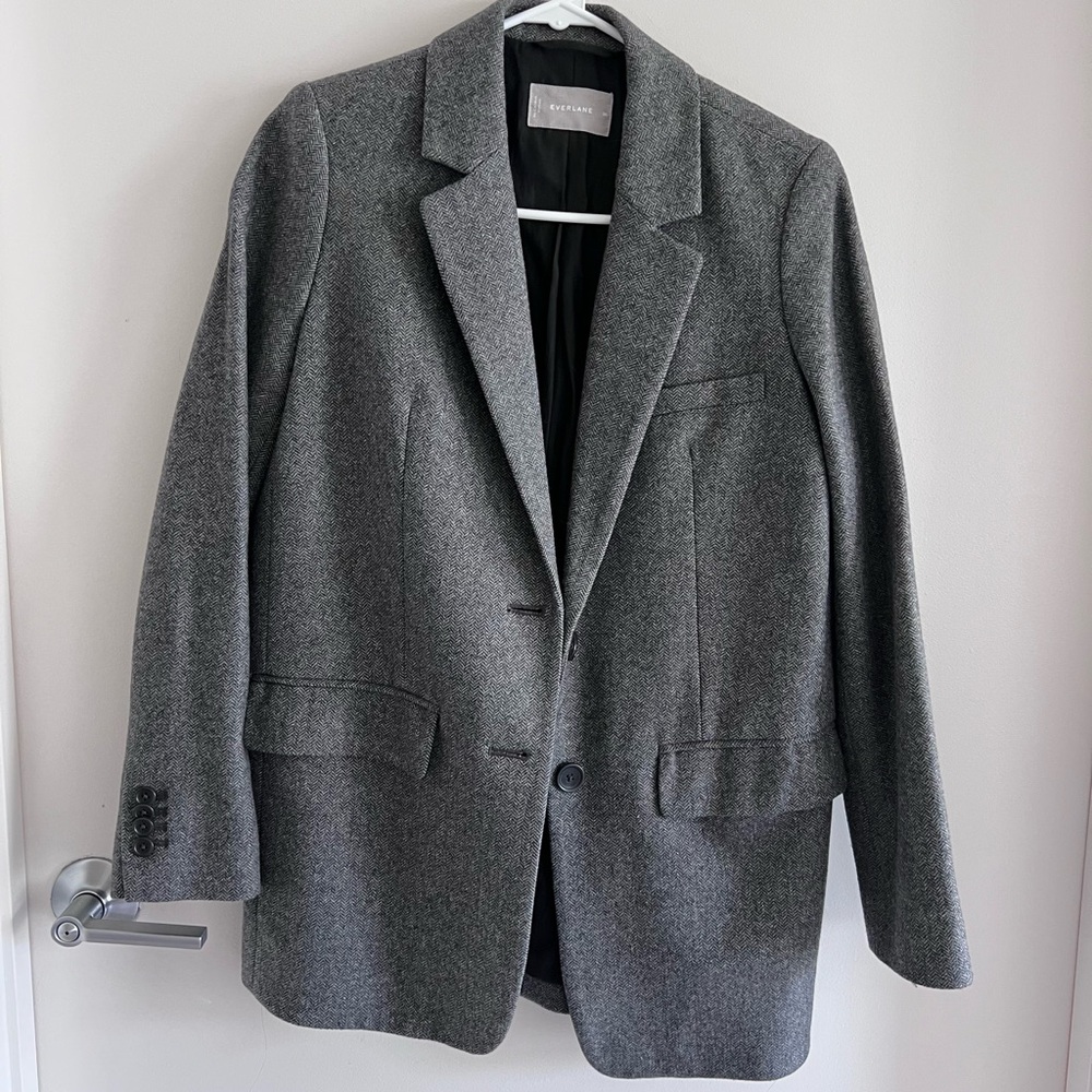 Everlane Gray Blazer Single-Breasted Notched Lapels